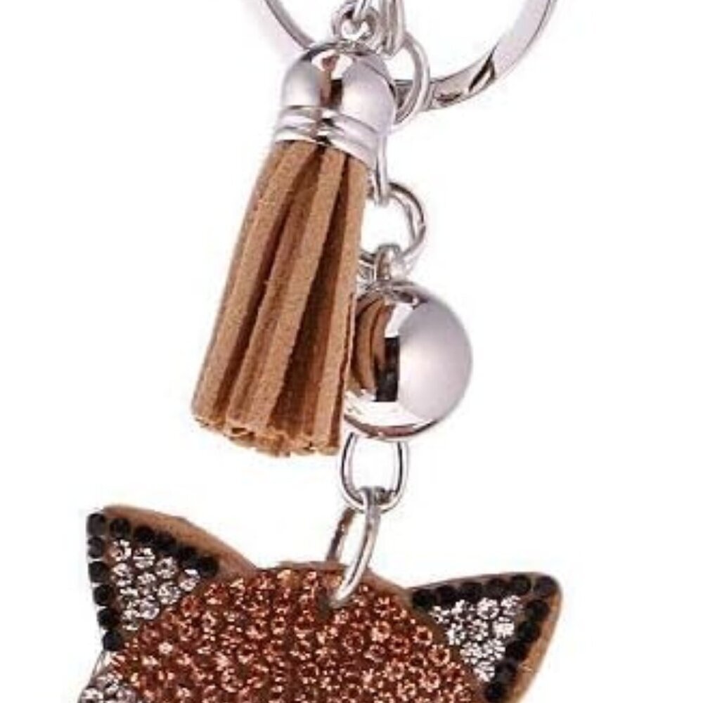Crystal Rhinestone Charms Diamante Animals Eyes Charm Key Ring Pendant Key Chain